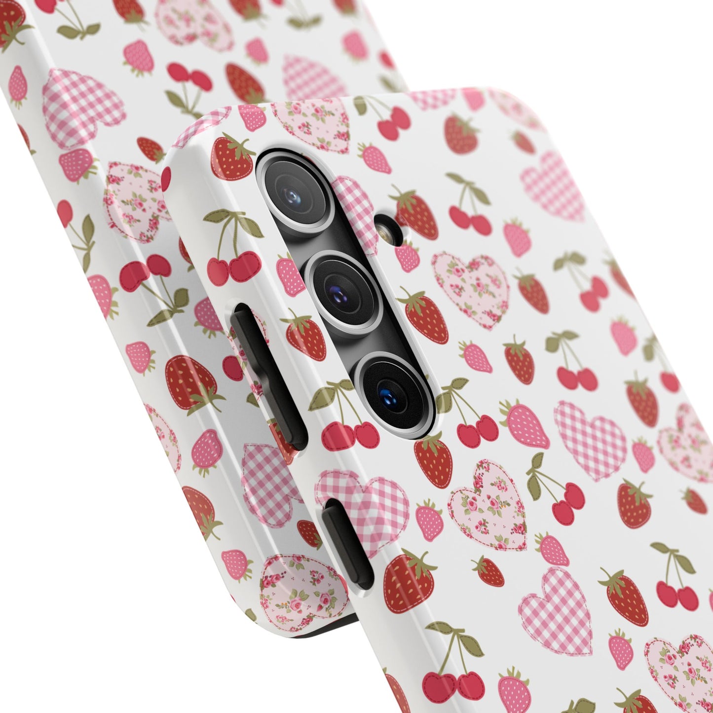Hearts and Berries Phone Case, Coquette Design Case, Durable Phone Case, Tough Phone Cases