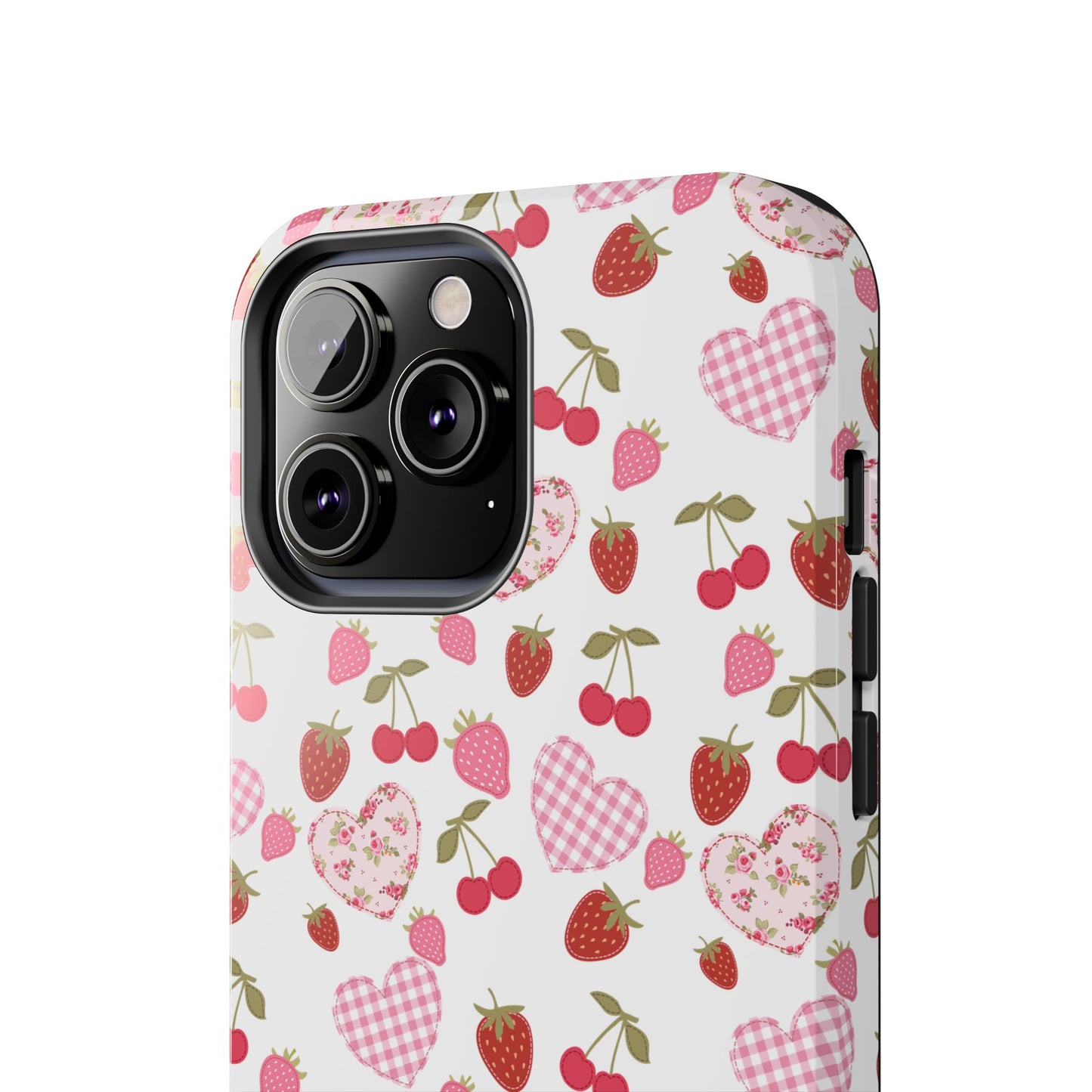 Hearts and Berries Phone Case, Coquette Design Case, Durable Phone Case, Tough Phone Cases