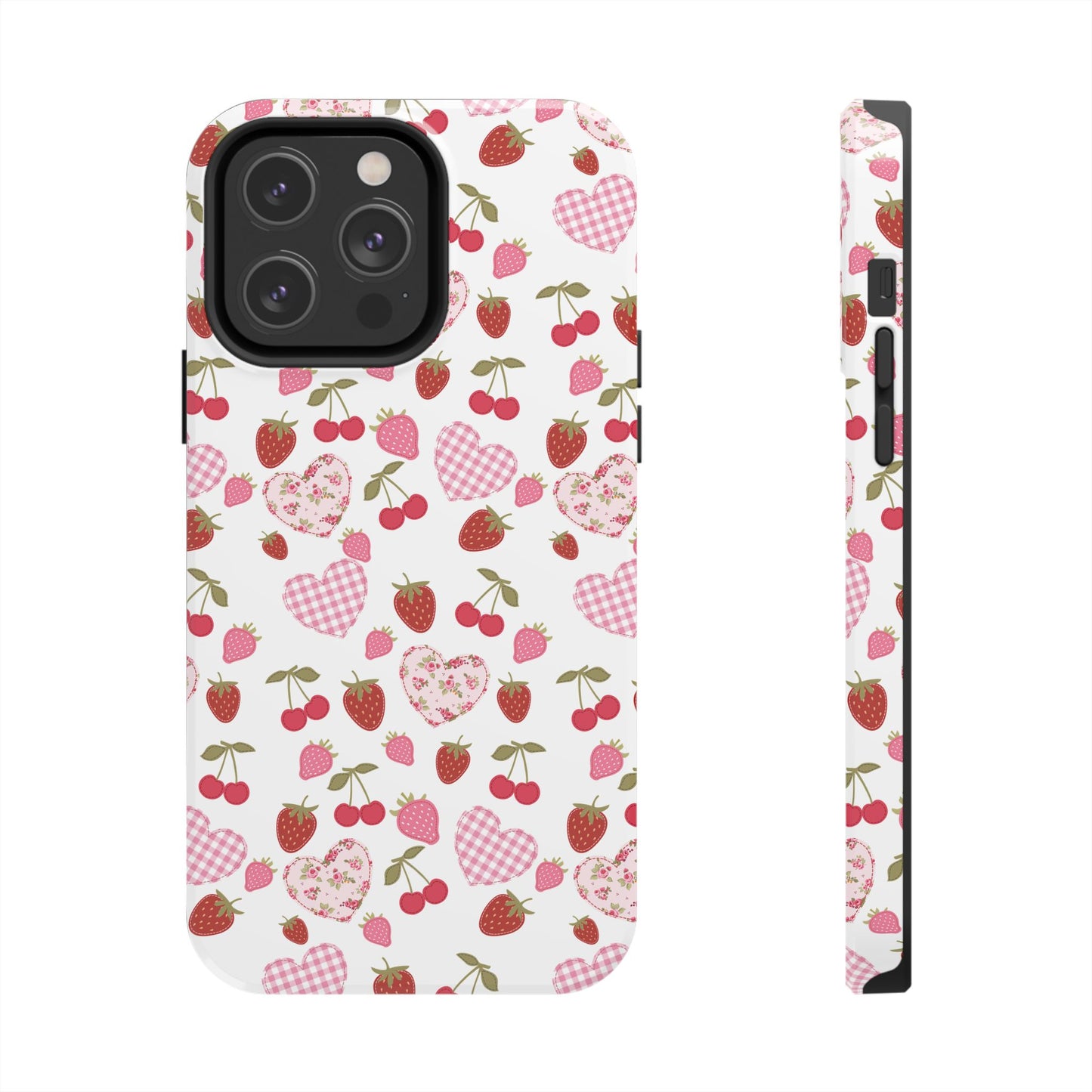 Hearts and Berries Phone Case, Coquette Design Case, Durable Phone Case, Tough Phone Cases