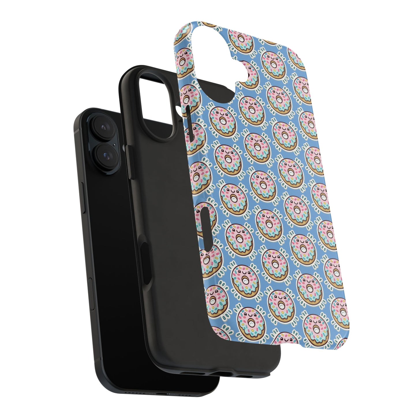 Phone Case, Korean Pop Art Sprinkle Donut Design with Periwinkle Background - Tough Protective Cover, Cute Kawaii Gift, Unique Cellphone