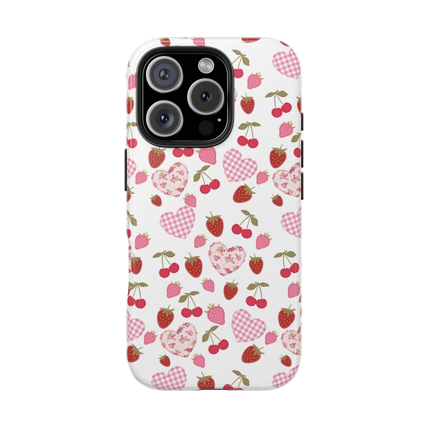 Hearts and Berries Phone Case, Coquette Design Case, Durable Phone Case, Tough Phone Cases