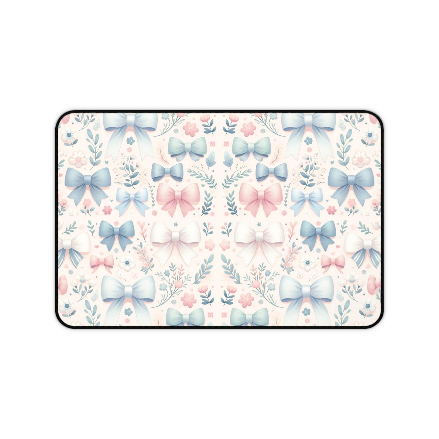 Floral and Bow Desk Mat, Coquette Desk Mat, Floral Desk Pad, Feminine Desk Mat, Desk Protector, Whimsical Art