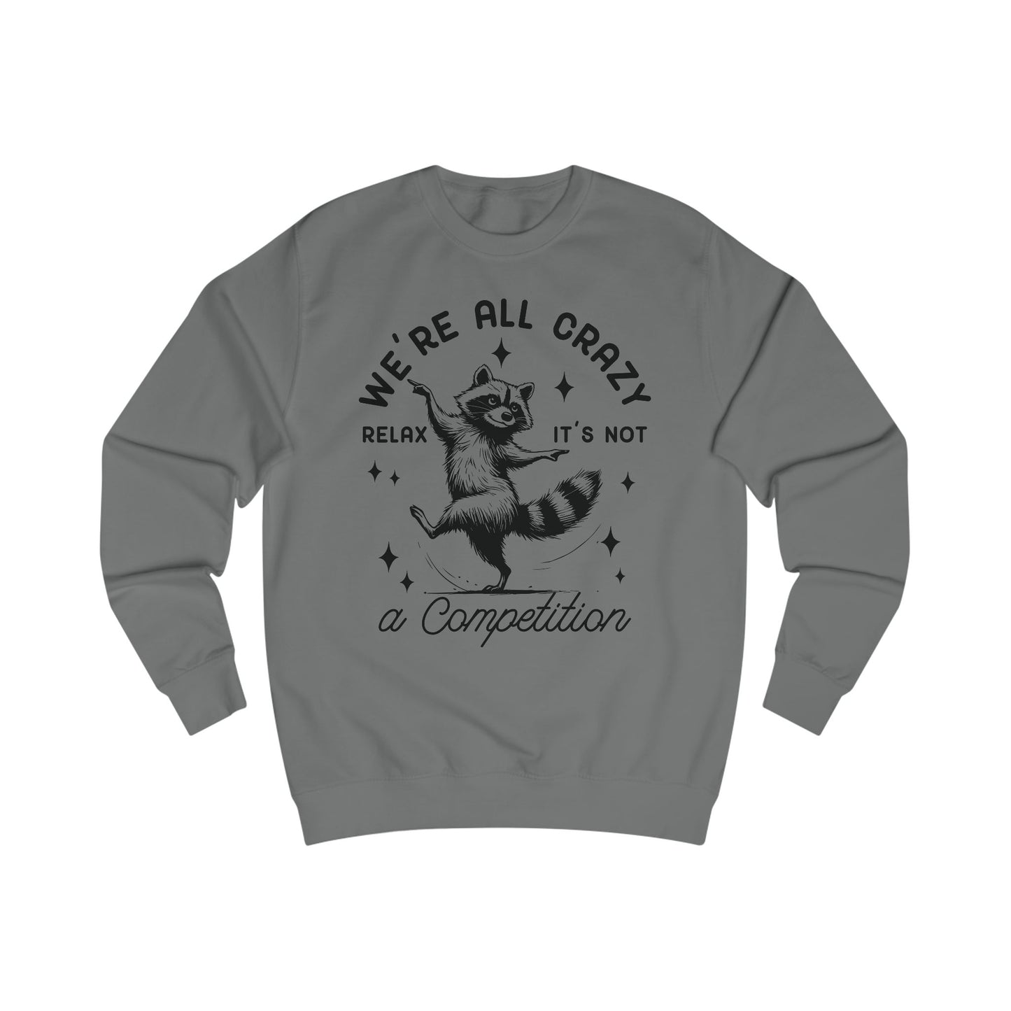 Whimsical Raccoon Unisex Sweatshirt, Crazy Animal Lover Gift, Funny Relaxation Quote, Cozy Jumper, Cool Graphic Top
