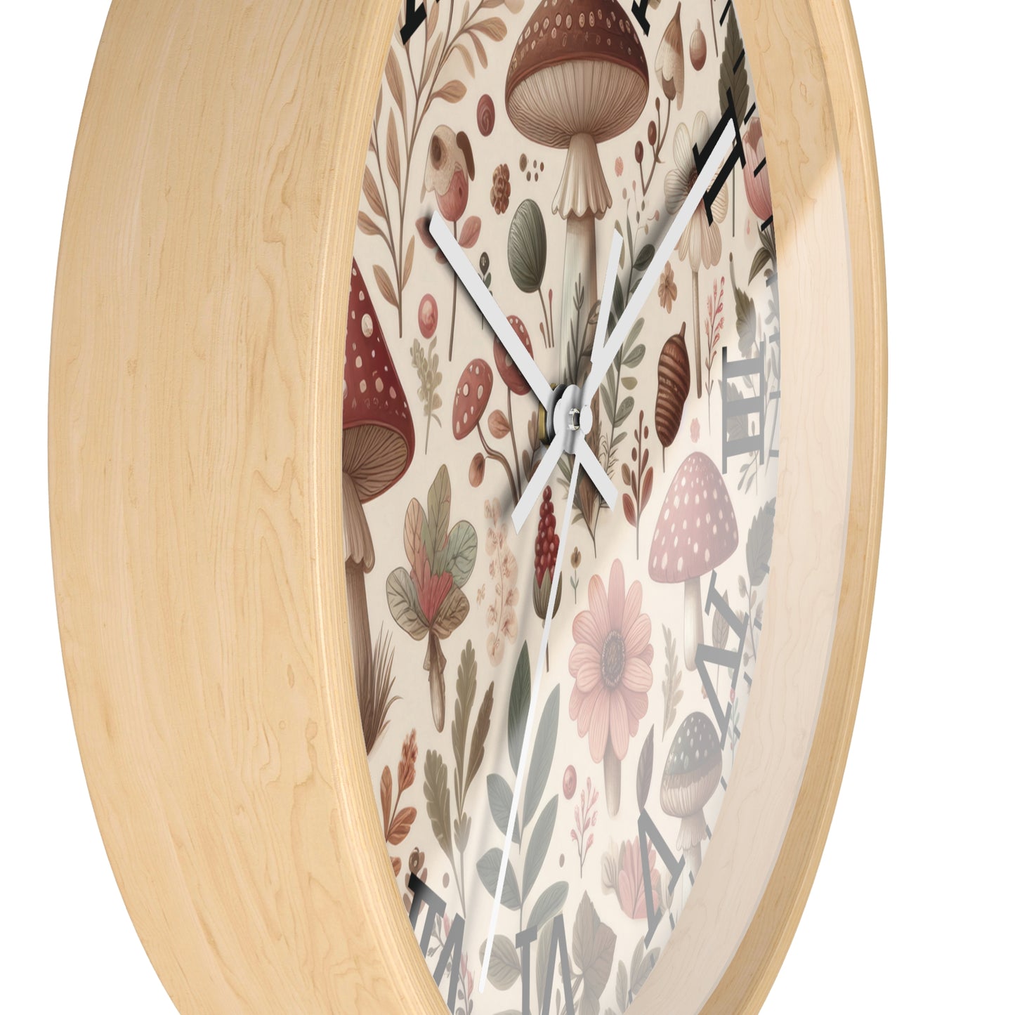 Botanical Mushroom Wall Clock, Nature Themed Clock, Botanical Wall Clock, Unique Wall Clock