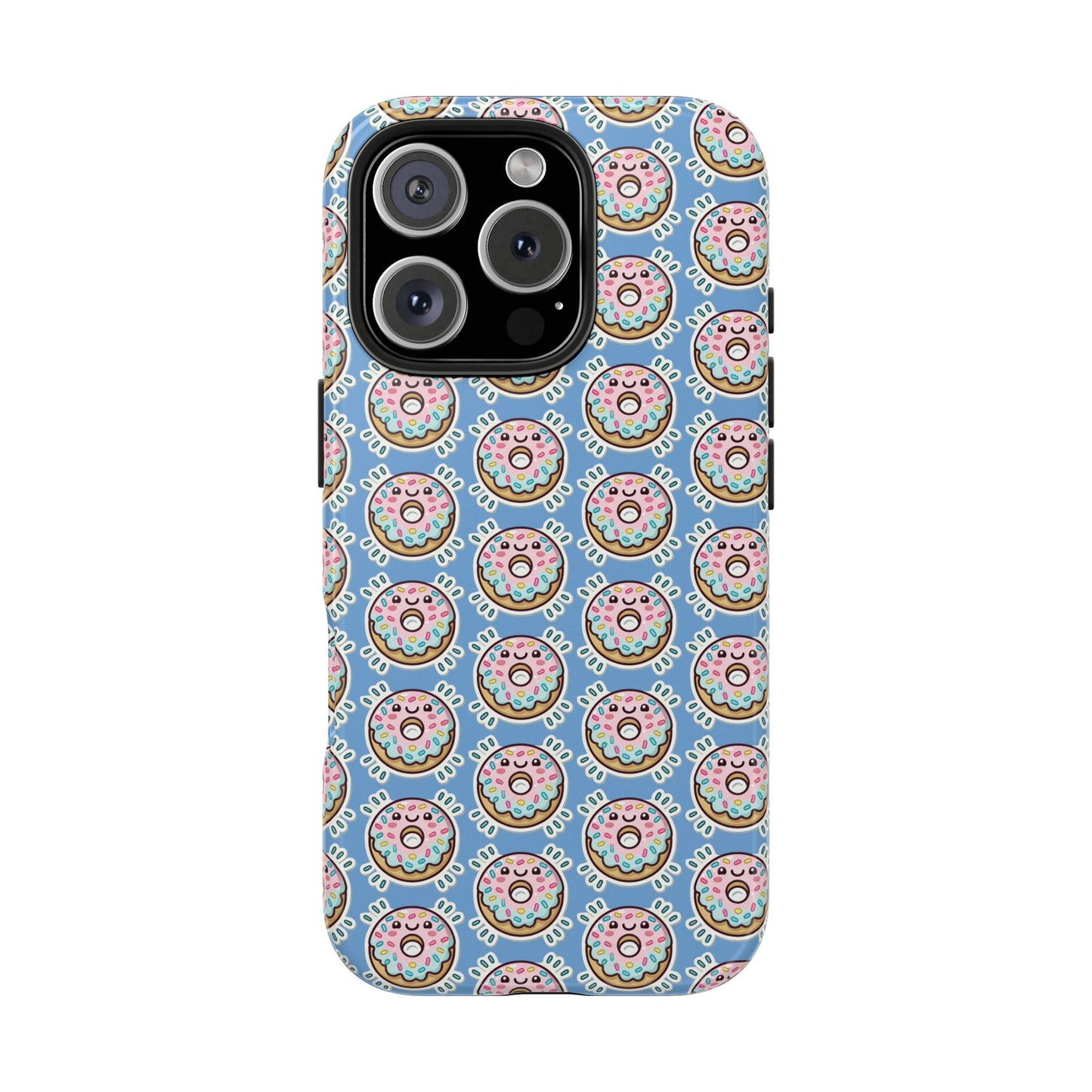 Phone Case, Korean Pop Art Sprinkle Donut Design with Periwinkle Background - Tough Protective Cover, Cute Kawaii Gift, Unique Cellphone