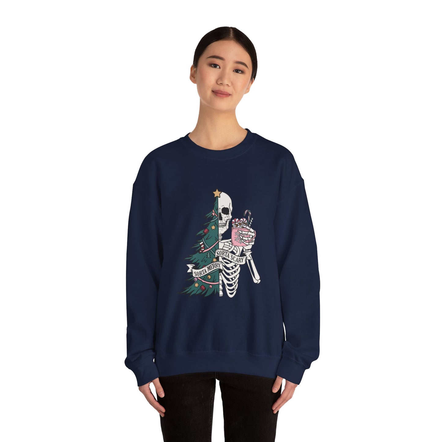 Sorta Merry Sorta Scary Christmas Unisex Heavy Blend™ Crewneck Sweatshirt