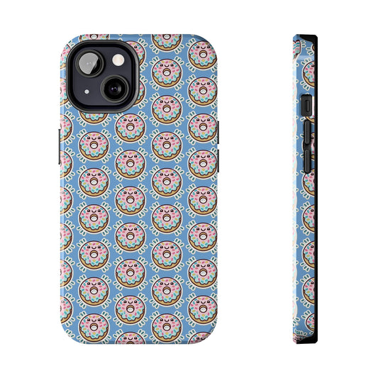Phone Case, Korean Pop Art Sprinkle Donut Design with Periwinkle Background - Tough Protective Cover, Cute Kawaii Gift, Unique Cellphone