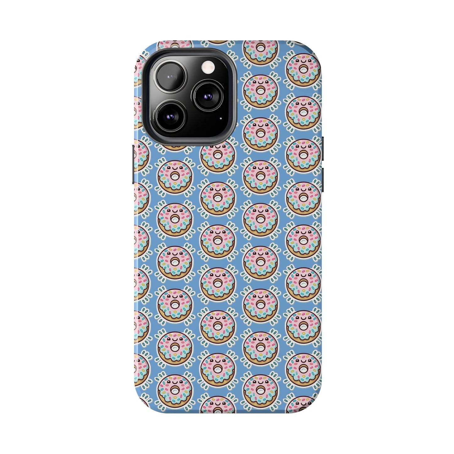 Phone Case, Korean Pop Art Sprinkle Donut Design with Periwinkle Background - Tough Protective Cover, Cute Kawaii Gift, Unique Cellphone
