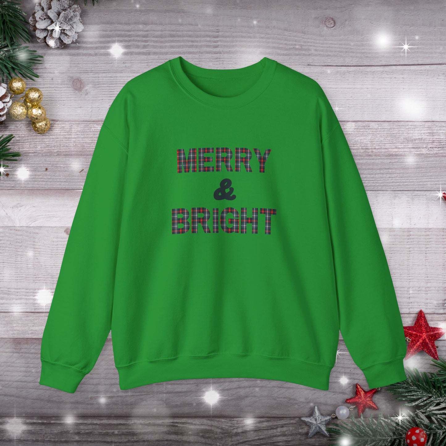 Merry & Bright Christmas Plaid Unisex Heavy Blend™ Crewneck Sweatshirt
