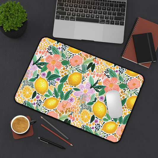 Citrus Garden Desk Mat, Whimsical Aesthetic Desk Protector, Colorful Desk Mat, Aesthetic Desk Mat, Large Desk Mat
