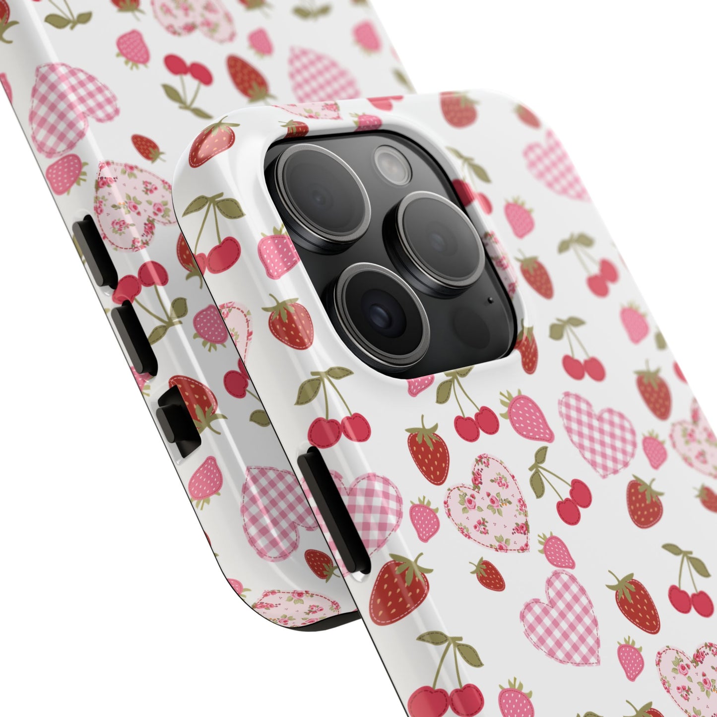 Hearts and Berries Phone Case, Coquette Design Case, Durable Phone Case, Tough Phone Cases