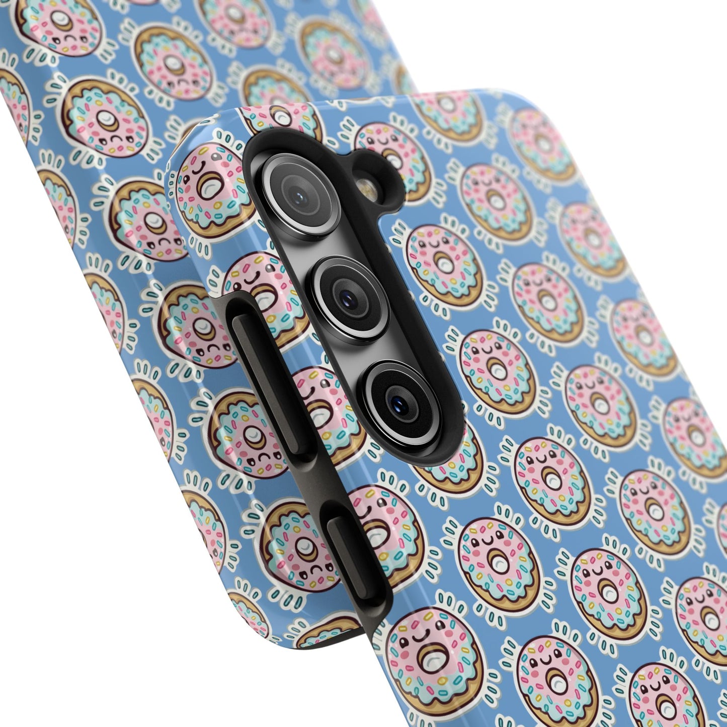 Phone Case, Korean Pop Art Sprinkle Donut Design with Periwinkle Background - Tough Protective Cover, Cute Kawaii Gift, Unique Cellphone