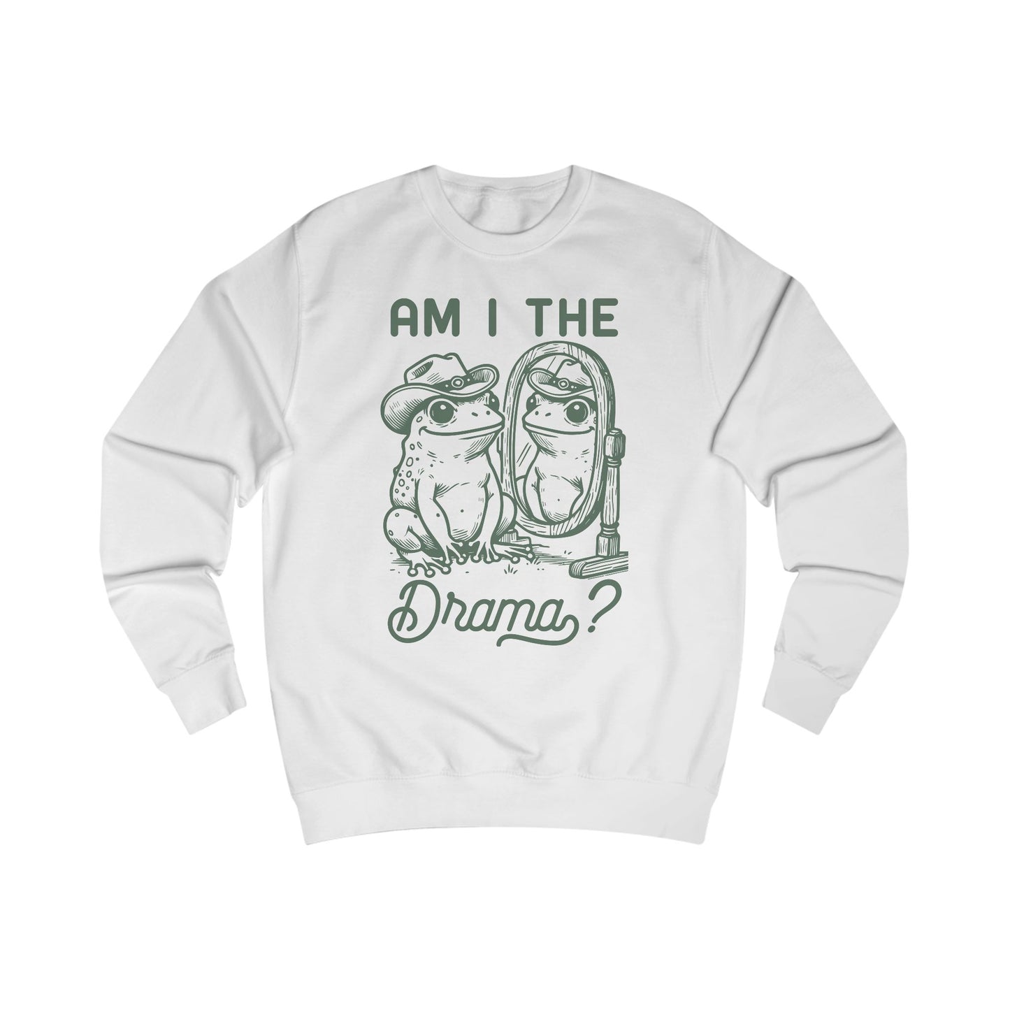 Funny Frog in Cowboy Hat Unisex Sweatshirt - Am I the Drama, Frog Lover Gift, Animal Graphic Tee, Hilarious Sweatshirt, Farm Animal Shirt
