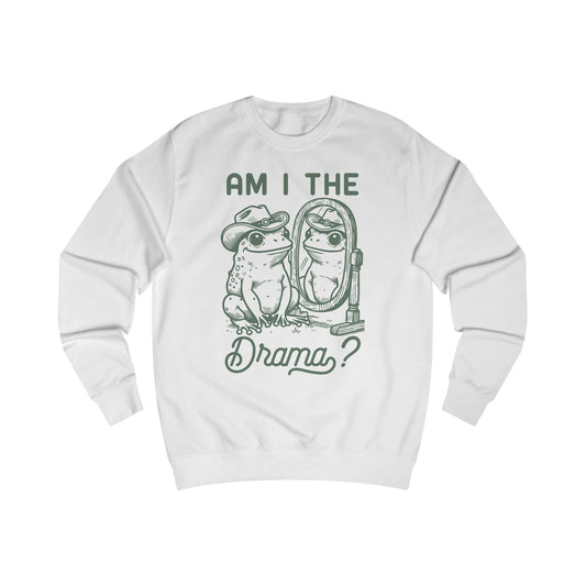 Funny Frog in Cowboy Hat Unisex Sweatshirt - Am I the Drama, Frog Lover Gift, Animal Graphic Tee, Hilarious Sweatshirt, Farm Animal Shirt