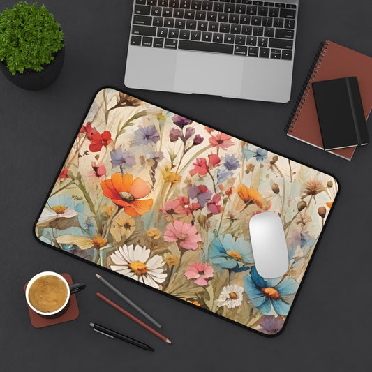 Wildflowers Desk Mat, Whimsical Aesthetic Desk Protector, Nature themed Desk Mat, Aesthetic Desk Mat, Large Desk Mat