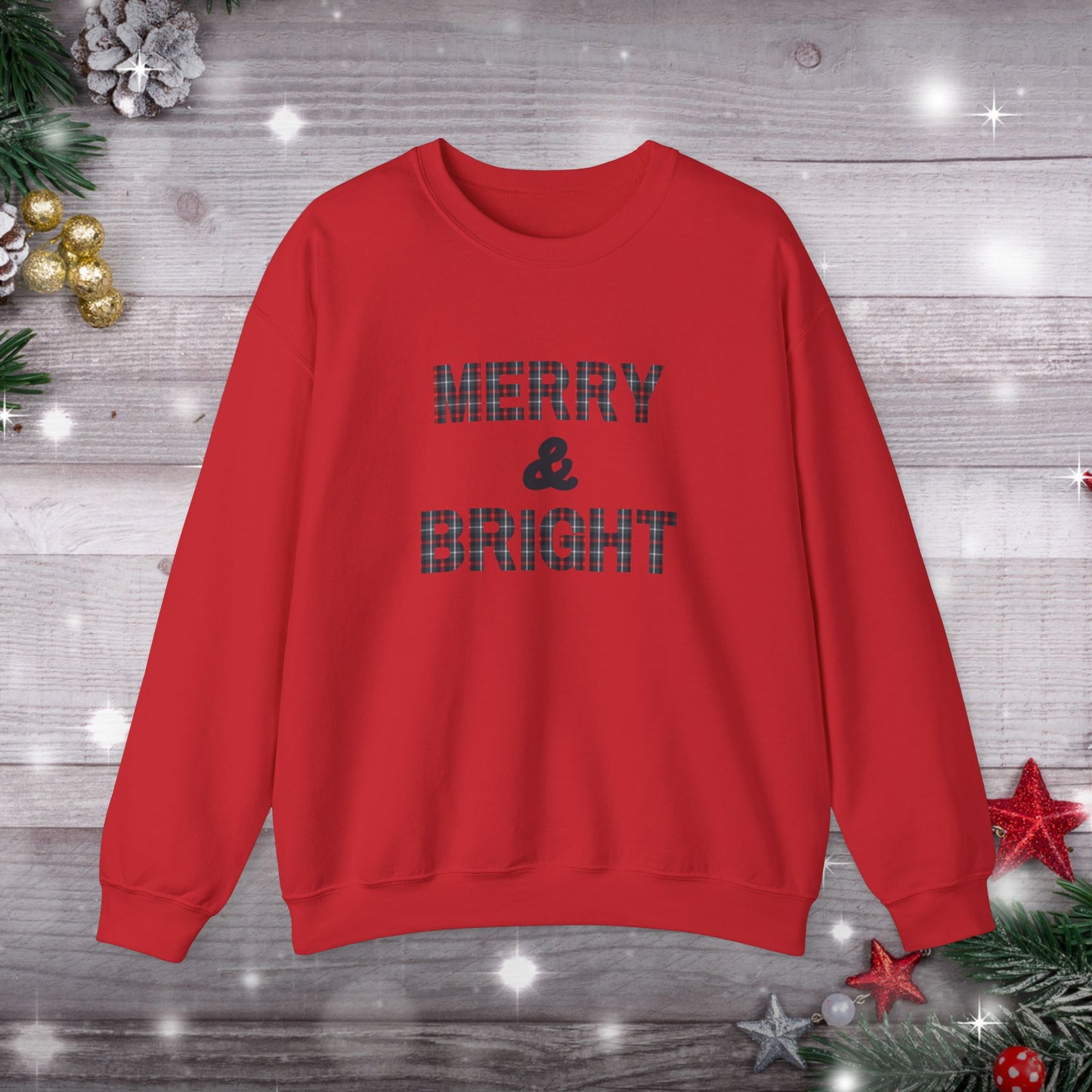 Merry & Bright Christmas Plaid Unisex Heavy Blend™ Crewneck Sweatshirt