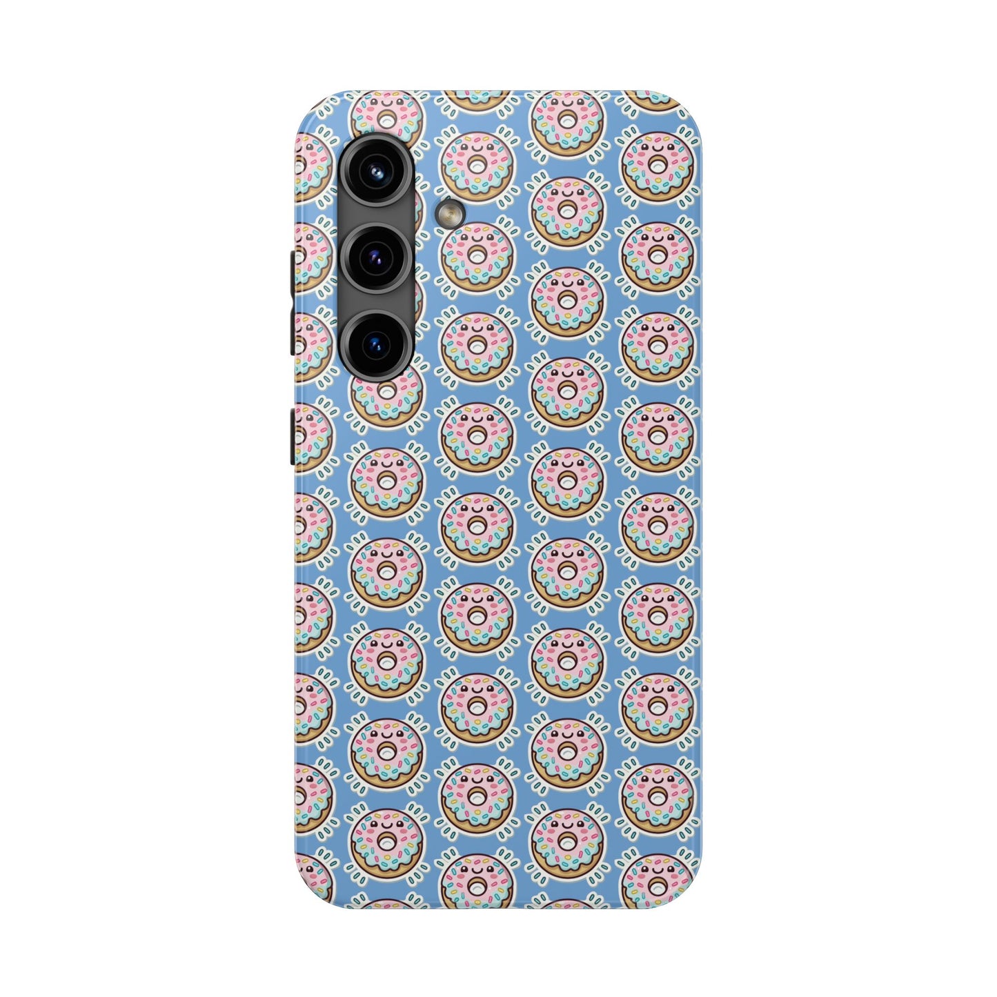 Phone Case, Korean Pop Art Sprinkle Donut Design with Periwinkle Background - Tough Protective Cover, Cute Kawaii Gift, Unique Cellphone