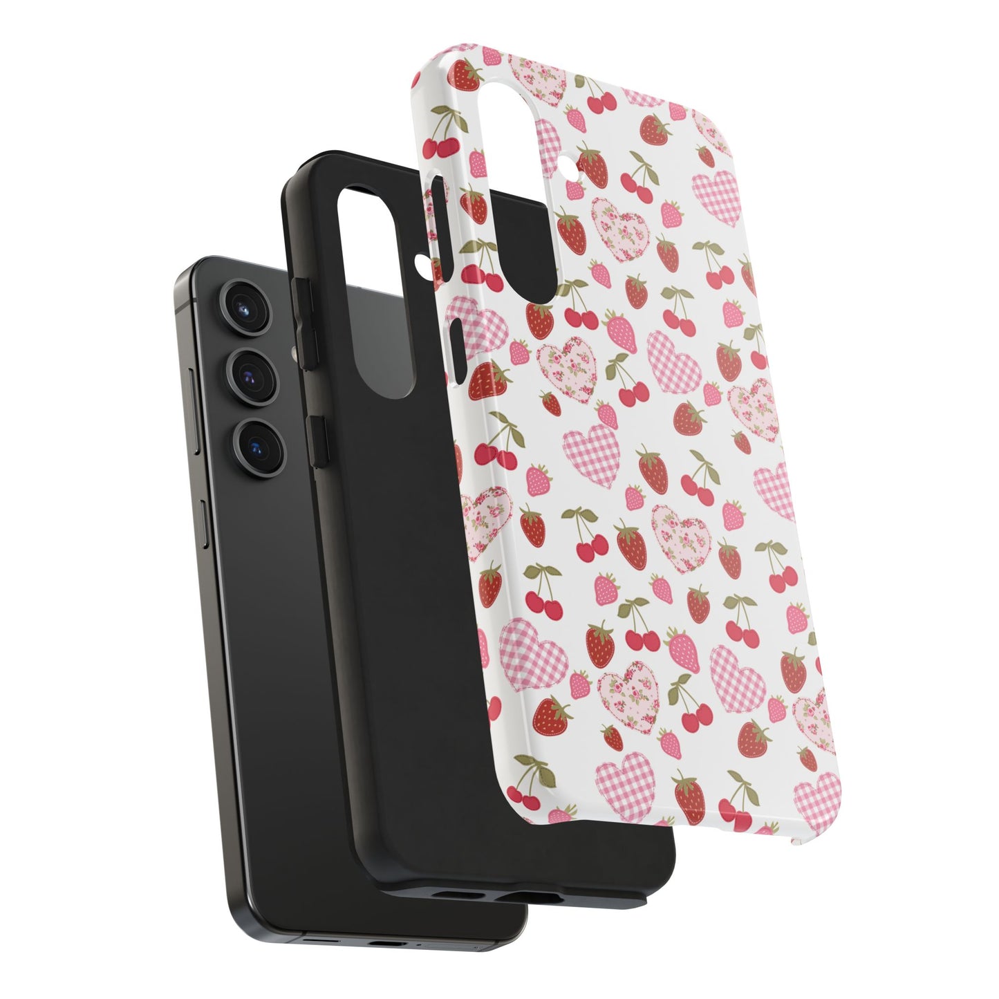 Hearts and Berries Phone Case, Coquette Design Case, Durable Phone Case, Tough Phone Cases