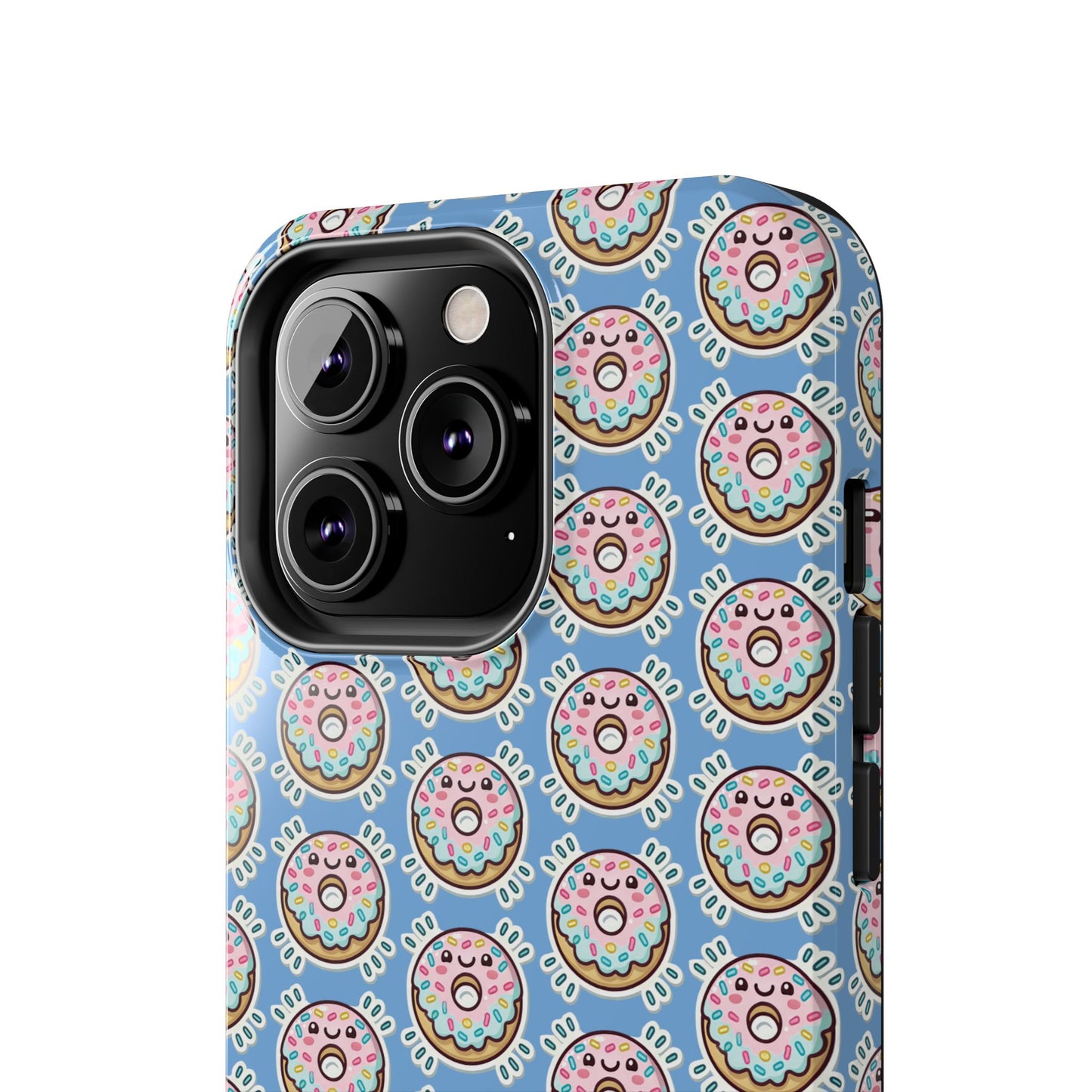 Phone Case, Korean Pop Art Sprinkle Donut Design with Periwinkle Background - Tough Protective Cover, Cute Kawaii Gift, Unique Cellphone