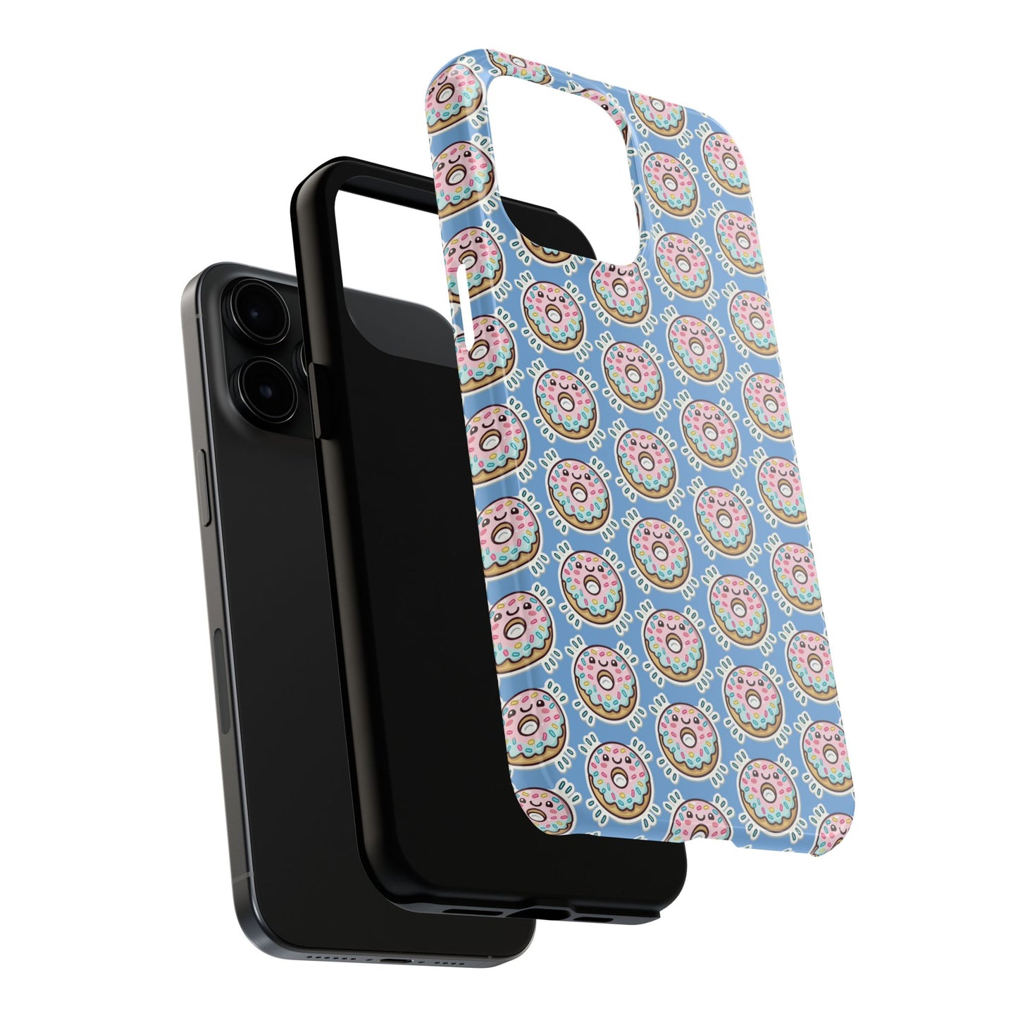 Phone Case, Korean Pop Art Sprinkle Donut Design with Periwinkle Background - Tough Protective Cover, Cute Kawaii Gift, Unique Cellphone