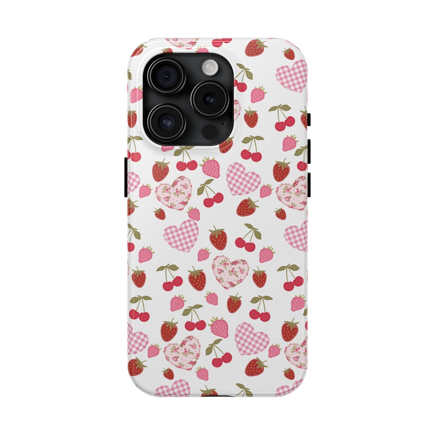 Hearts and Berries Phone Case, Coquette Design Case, Durable Phone Case, Tough Phone Cases