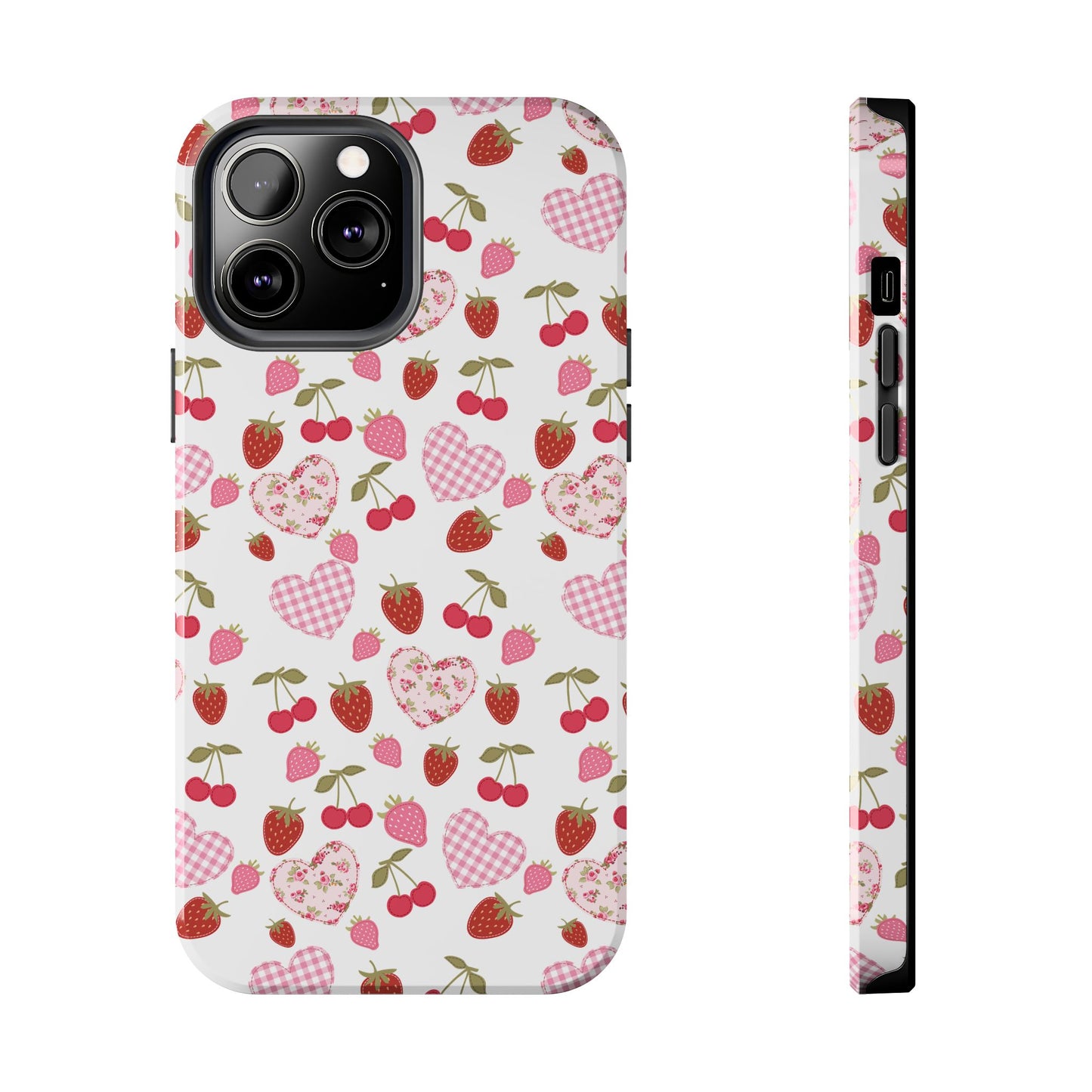 Hearts and Berries Phone Case, Coquette Design Case, Durable Phone Case, Tough Phone Cases