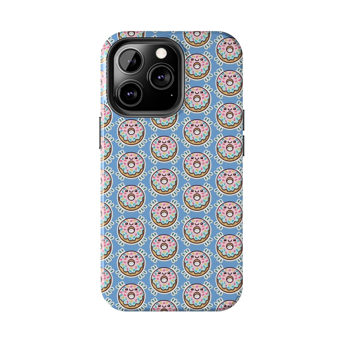Phone Case, Korean Pop Art Sprinkle Donut Design with Periwinkle Background - Tough Protective Cover, Cute Kawaii Gift, Unique Cellphone