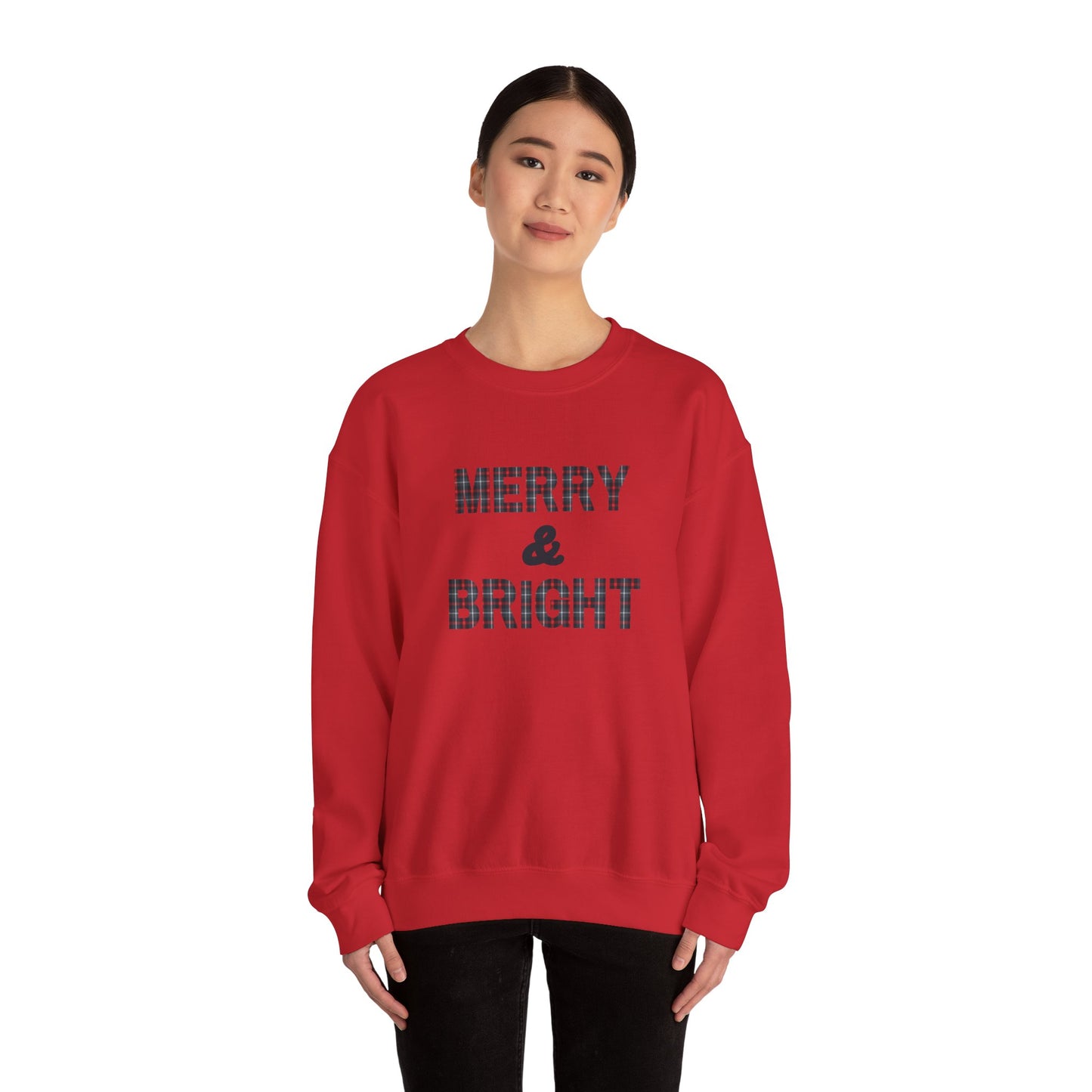 Merry & Bright Christmas Plaid Unisex Heavy Blend™ Crewneck Sweatshirt