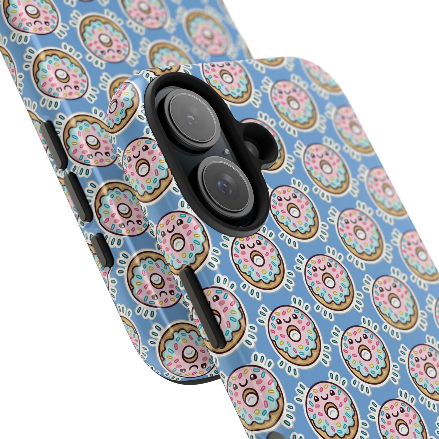 Phone Case, Korean Pop Art Sprinkle Donut Design with Periwinkle Background - Tough Protective Cover, Cute Kawaii Gift, Unique Cellphone