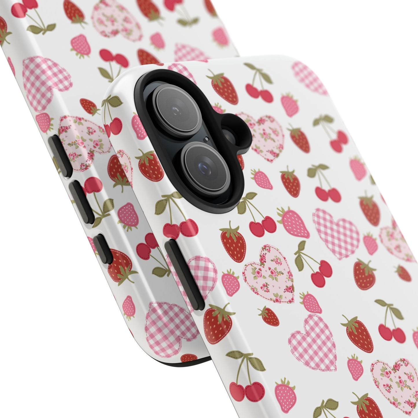 Hearts and Berries Phone Case, Coquette Design Case, Durable Phone Case, Tough Phone Cases
