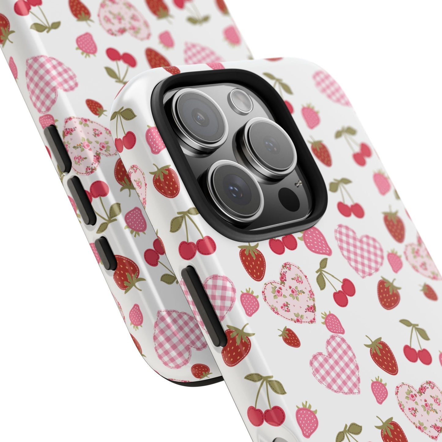 Hearts and Berries Phone Case, Coquette Design Case, Durable Phone Case, Tough Phone Cases