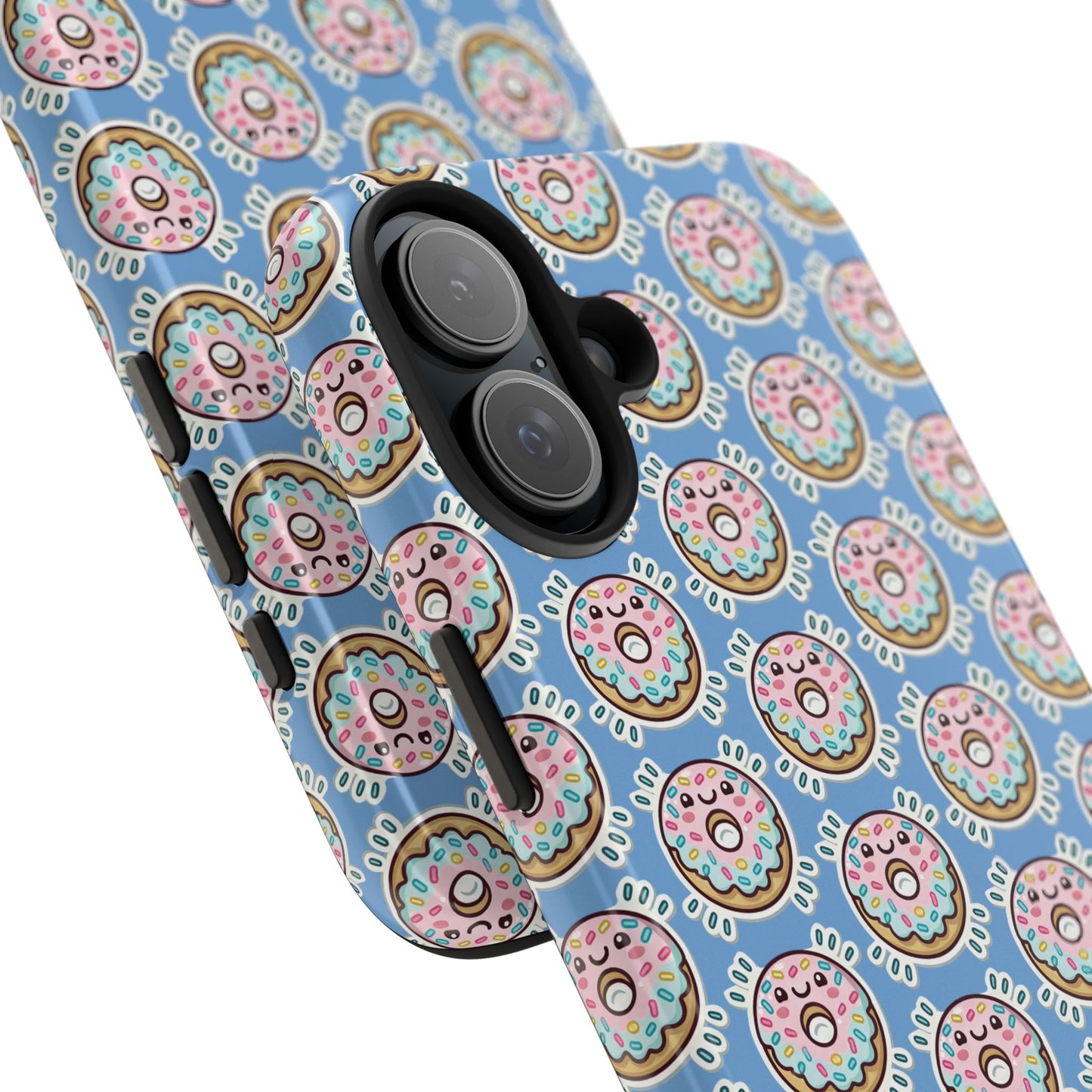 Phone Case, Korean Pop Art Sprinkle Donut Design with Periwinkle Background - Tough Protective Cover, Cute Kawaii Gift, Unique Cellphone