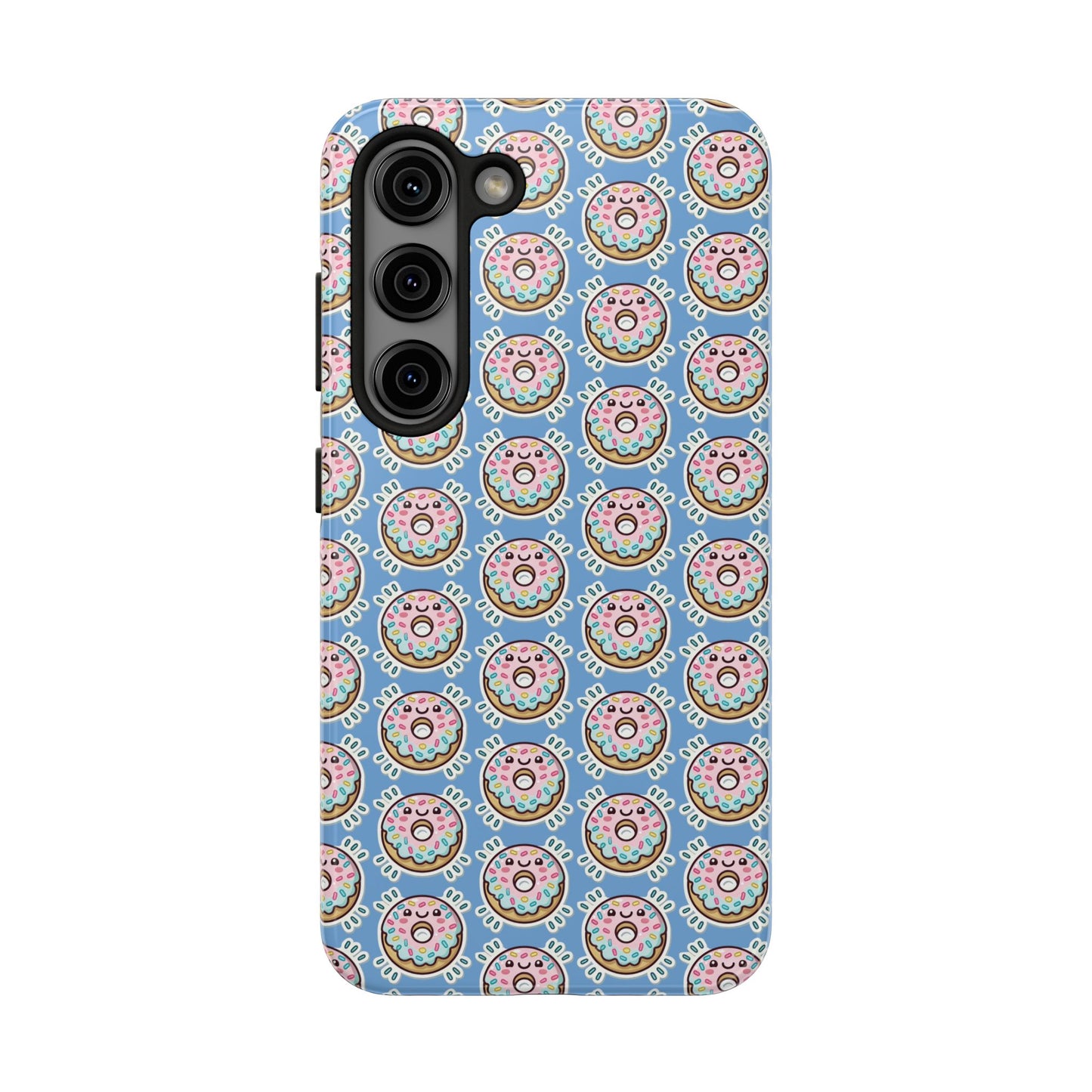 Phone Case, Korean Pop Art Sprinkle Donut Design with Periwinkle Background - Tough Protective Cover, Cute Kawaii Gift, Unique Cellphone