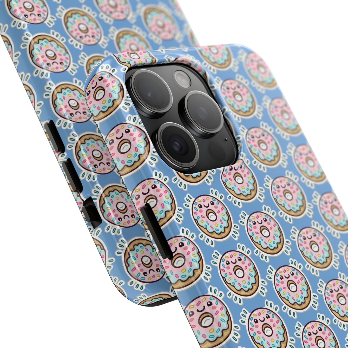 Phone Case, Korean Pop Art Sprinkle Donut Design with Periwinkle Background - Tough Protective Cover, Cute Kawaii Gift, Unique Cellphone