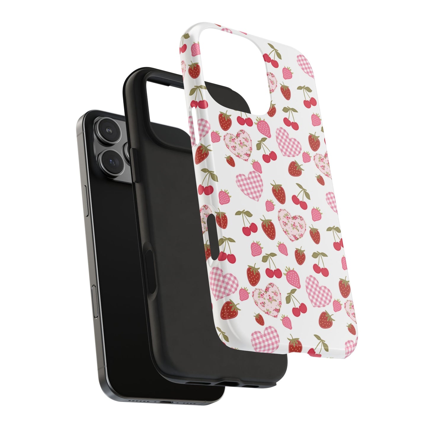 Hearts and Berries Phone Case, Coquette Design Case, Durable Phone Case, Tough Phone Cases
