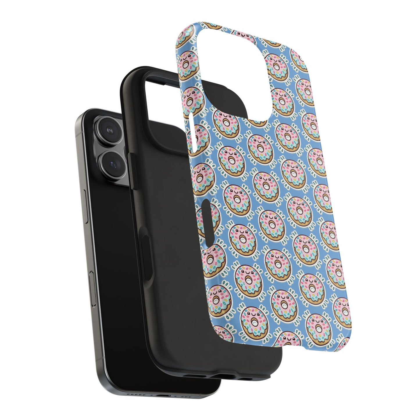 Phone Case, Korean Pop Art Sprinkle Donut Design with Periwinkle Background - Tough Protective Cover, Cute Kawaii Gift, Unique Cellphone