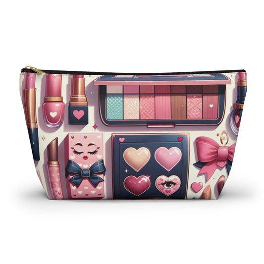 Coquette Glamour Collection Beauty Accessory T-Bottom Pouch Feminine Style Makeup Essentials Lipstick Palette Coquette Beauty Makeup Kit