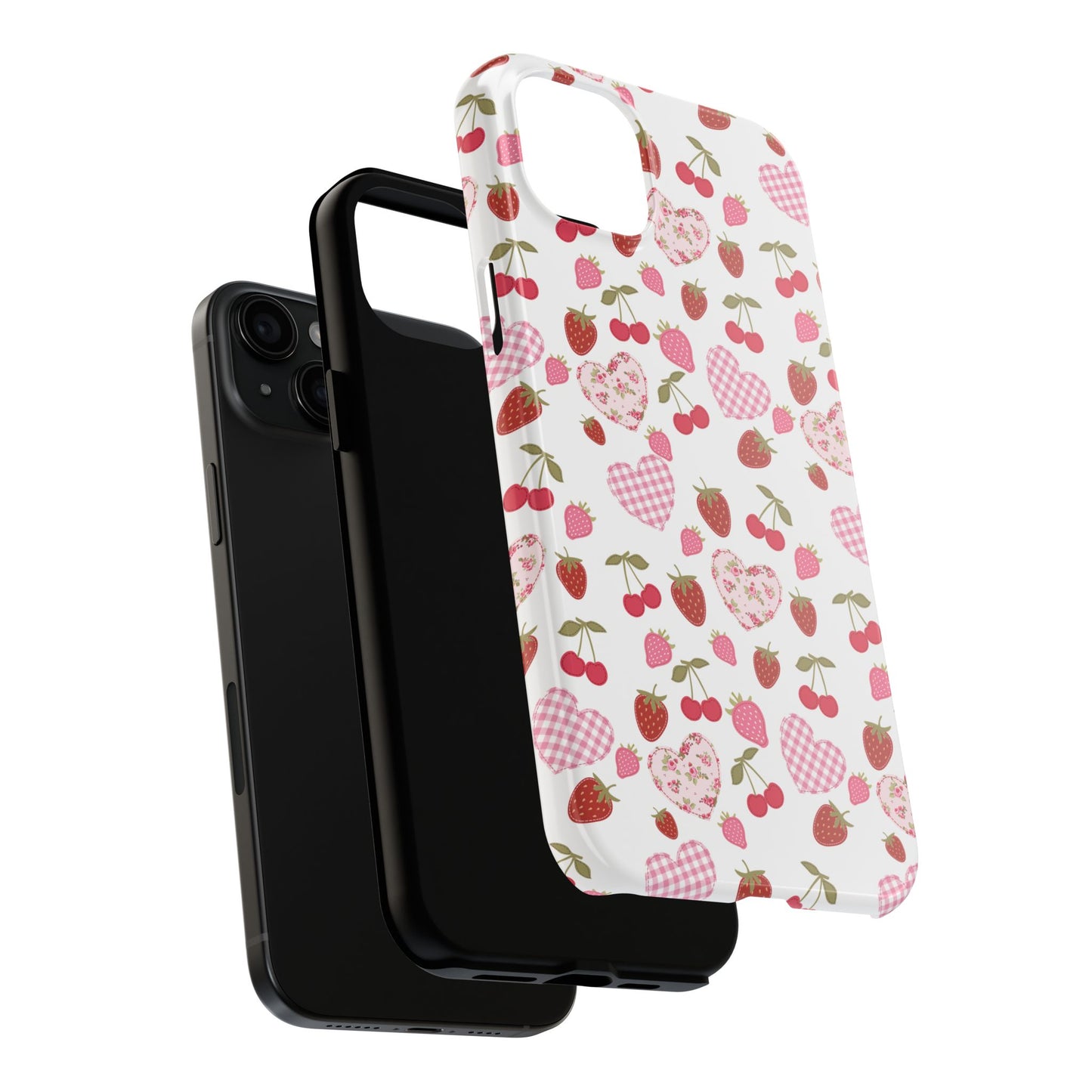 Hearts and Berries Phone Case, Coquette Design Case, Durable Phone Case, Tough Phone Cases