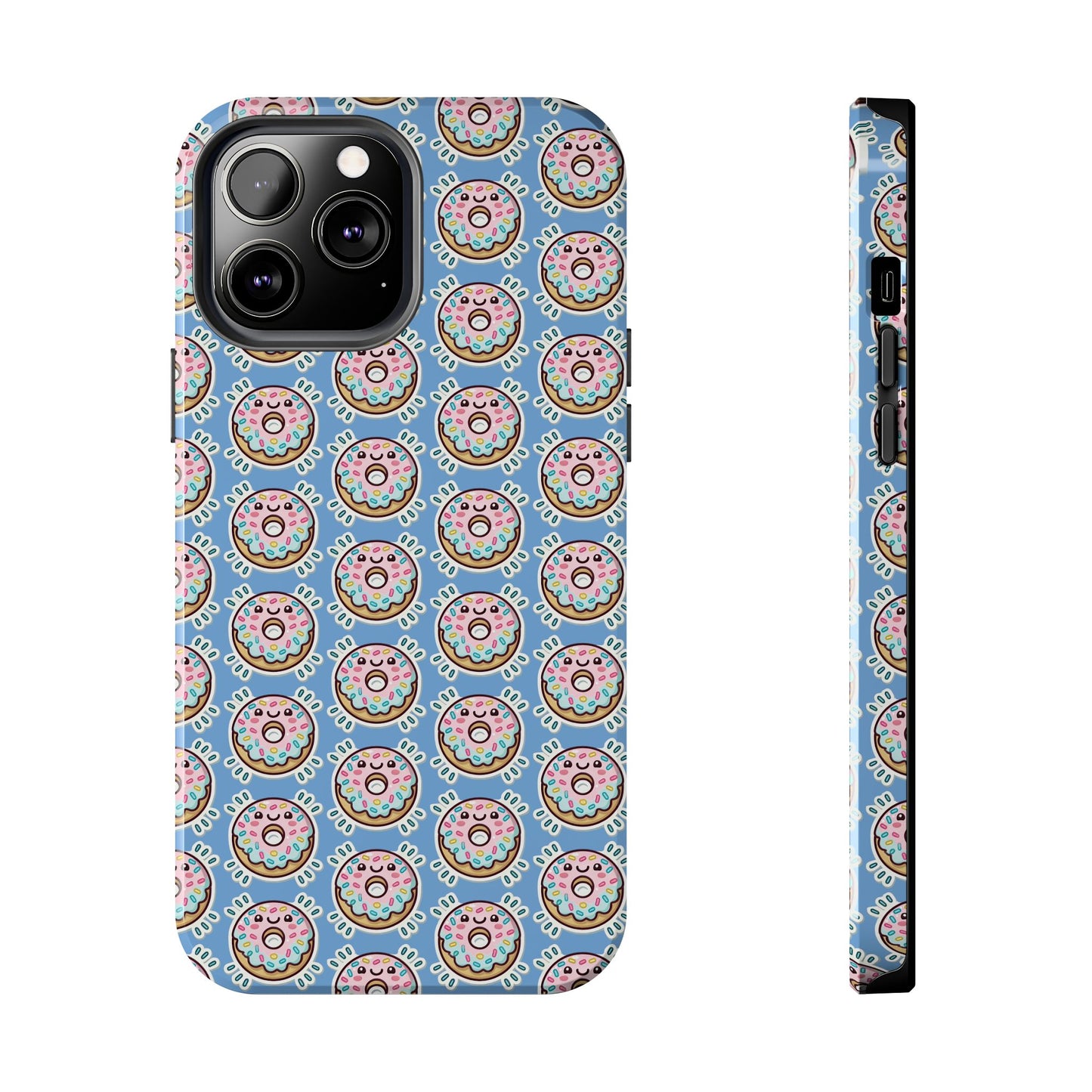 Phone Case, Korean Pop Art Sprinkle Donut Design with Periwinkle Background - Tough Protective Cover, Cute Kawaii Gift, Unique Cellphone