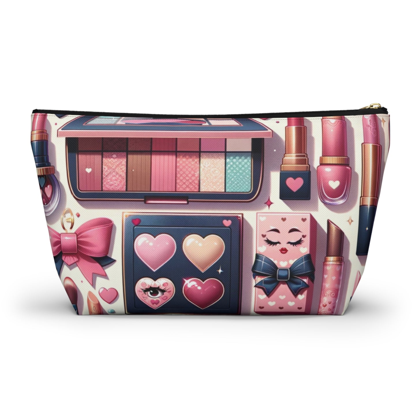Coquette Glamour Collection Beauty Accessory T-Bottom Pouch Feminine Style Makeup Essentials Lipstick Palette Coquette Beauty Makeup Kit
