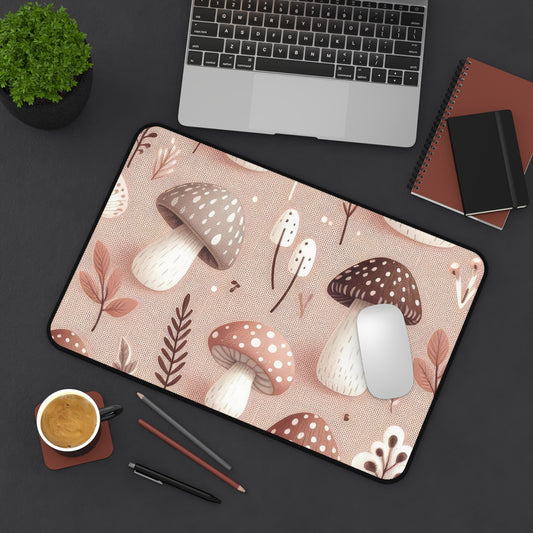 Mushroom and Floral Desk Mat, Whimsical Aesthetic Desk Protector, Cottagecore Desk Mat, Aesthetic Desk Mat, Large Desk Mat
