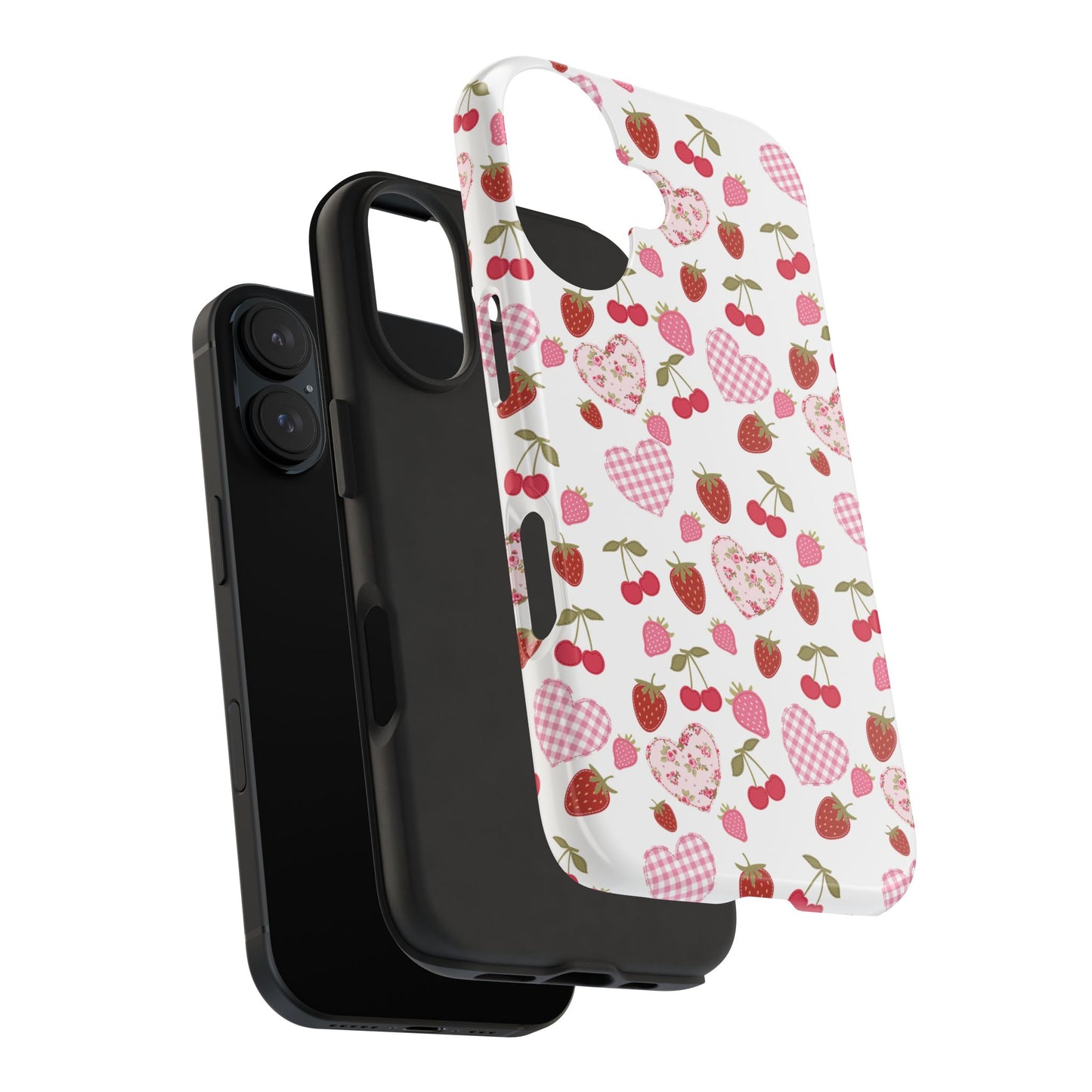 Hearts and Berries Phone Case, Coquette Design Case, Durable Phone Case, Tough Phone Cases