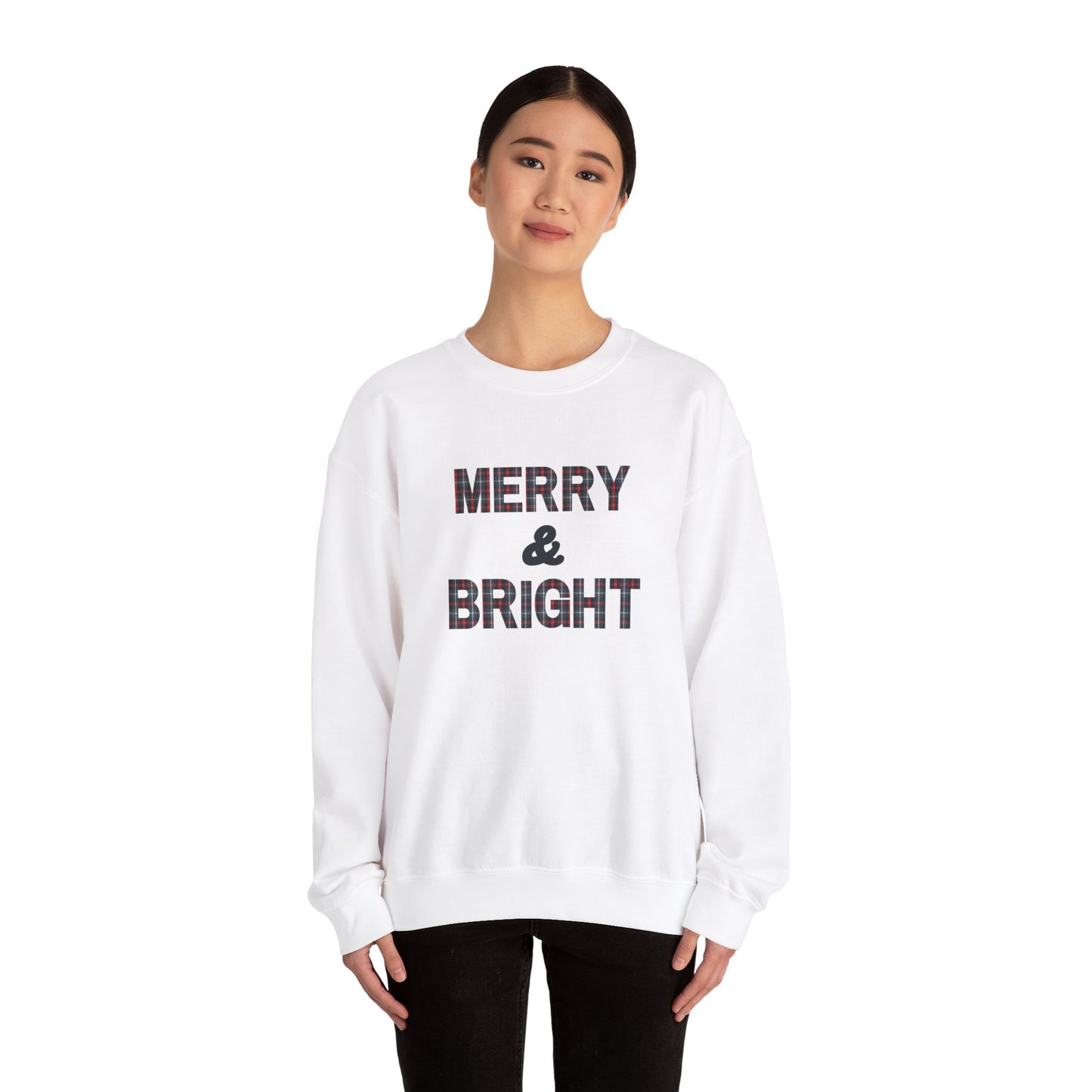Merry & Bright Christmas Plaid Unisex Heavy Blend™ Crewneck Sweatshirt