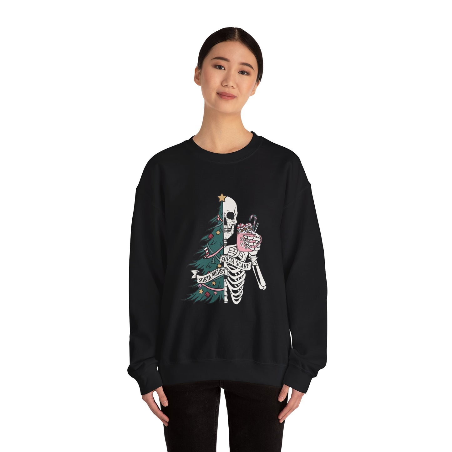 Sorta Merry Sorta Scary Christmas Unisex Heavy Blend™ Crewneck Sweatshirt