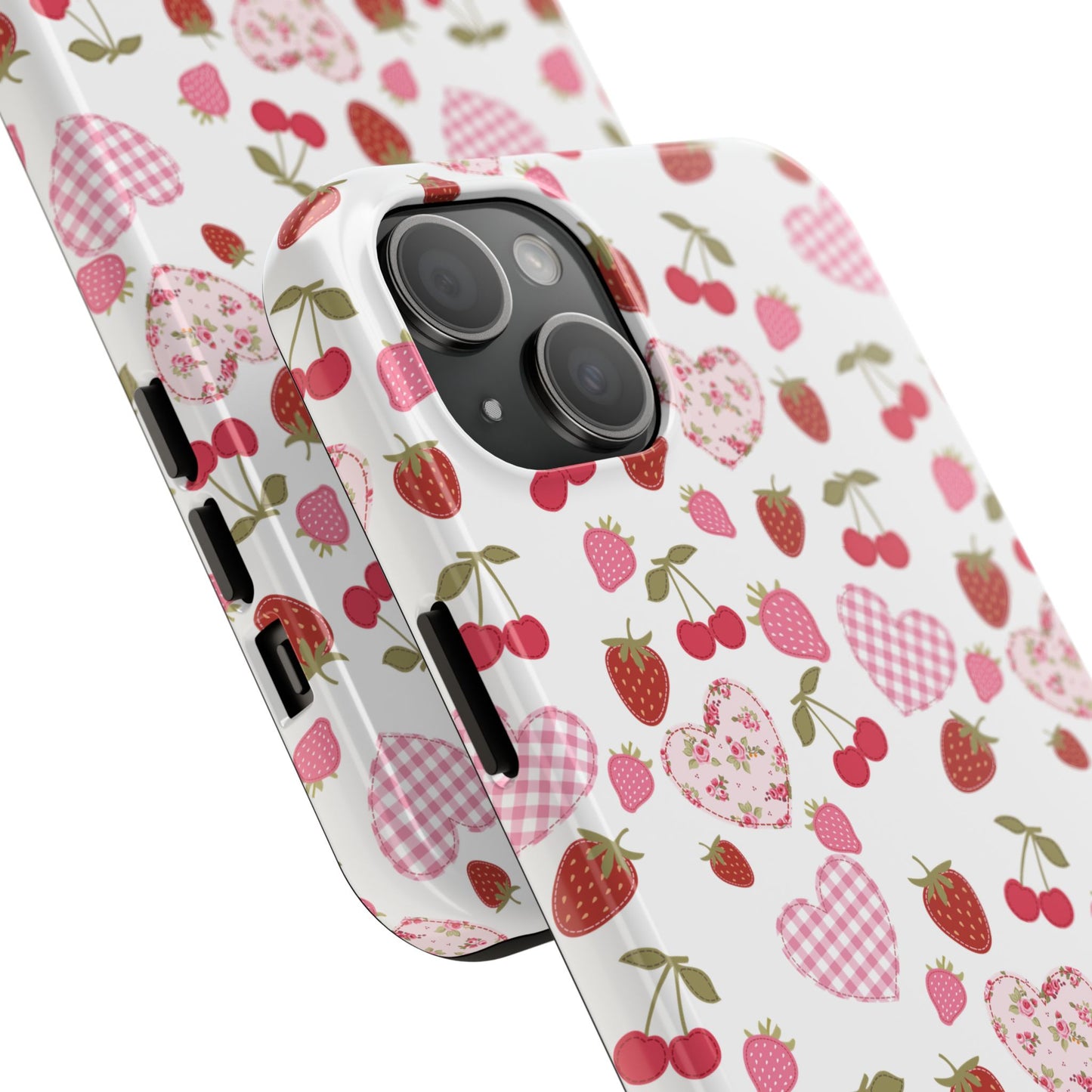 Hearts and Berries Phone Case, Coquette Design Case, Durable Phone Case, Tough Phone Cases