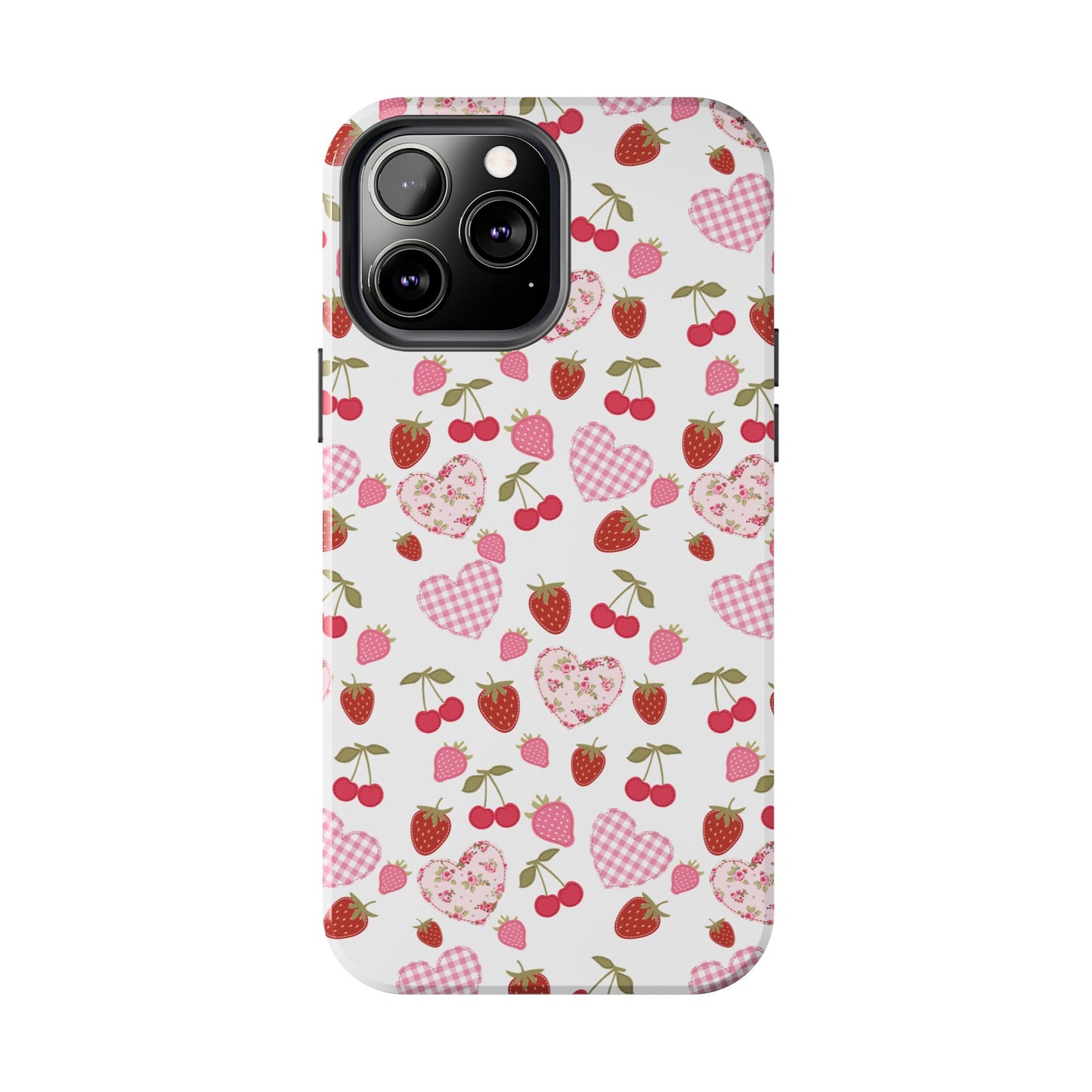Hearts and Berries Phone Case, Coquette Design Case, Durable Phone Case, Tough Phone Cases