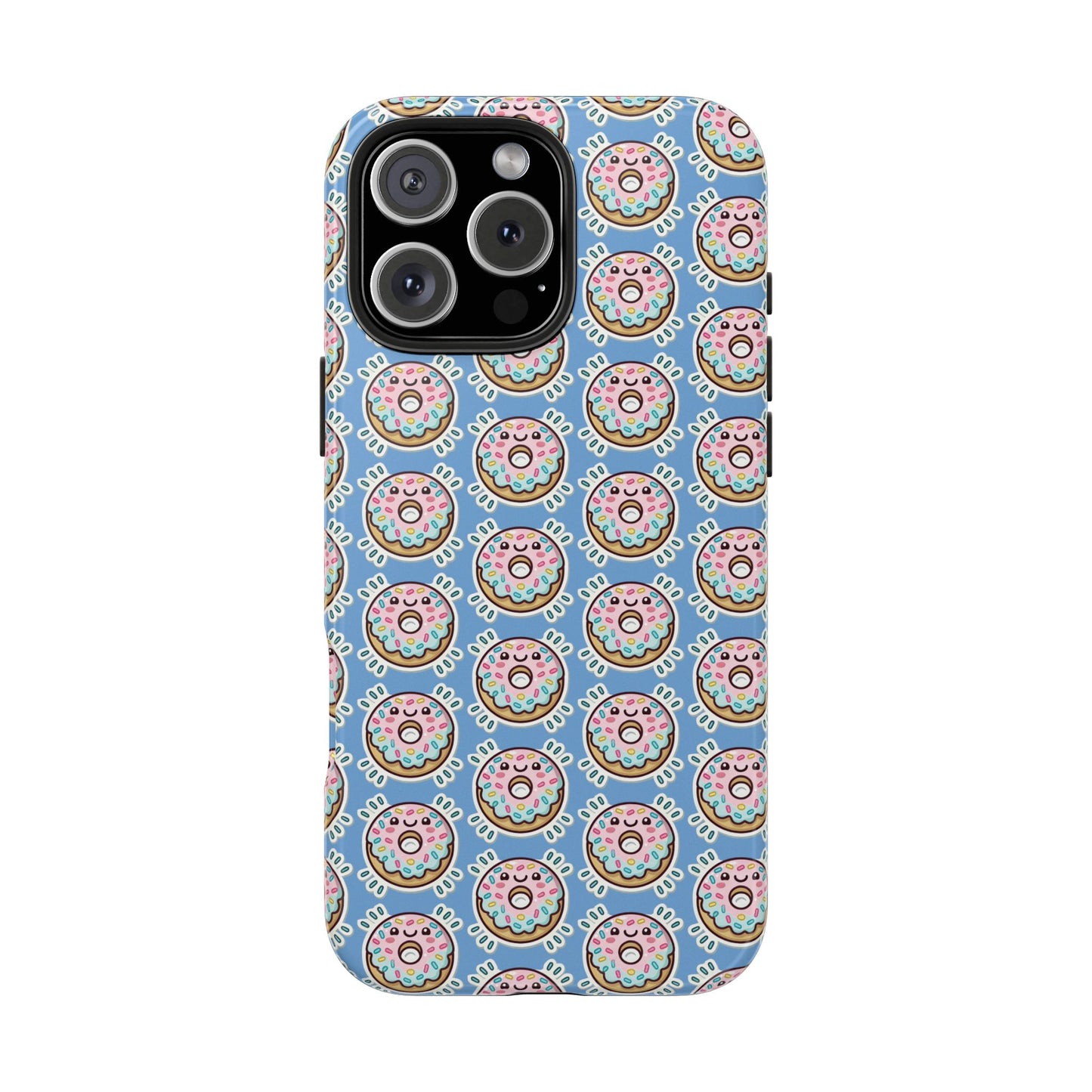 Phone Case, Korean Pop Art Sprinkle Donut Design with Periwinkle Background - Tough Protective Cover, Cute Kawaii Gift, Unique Cellphone