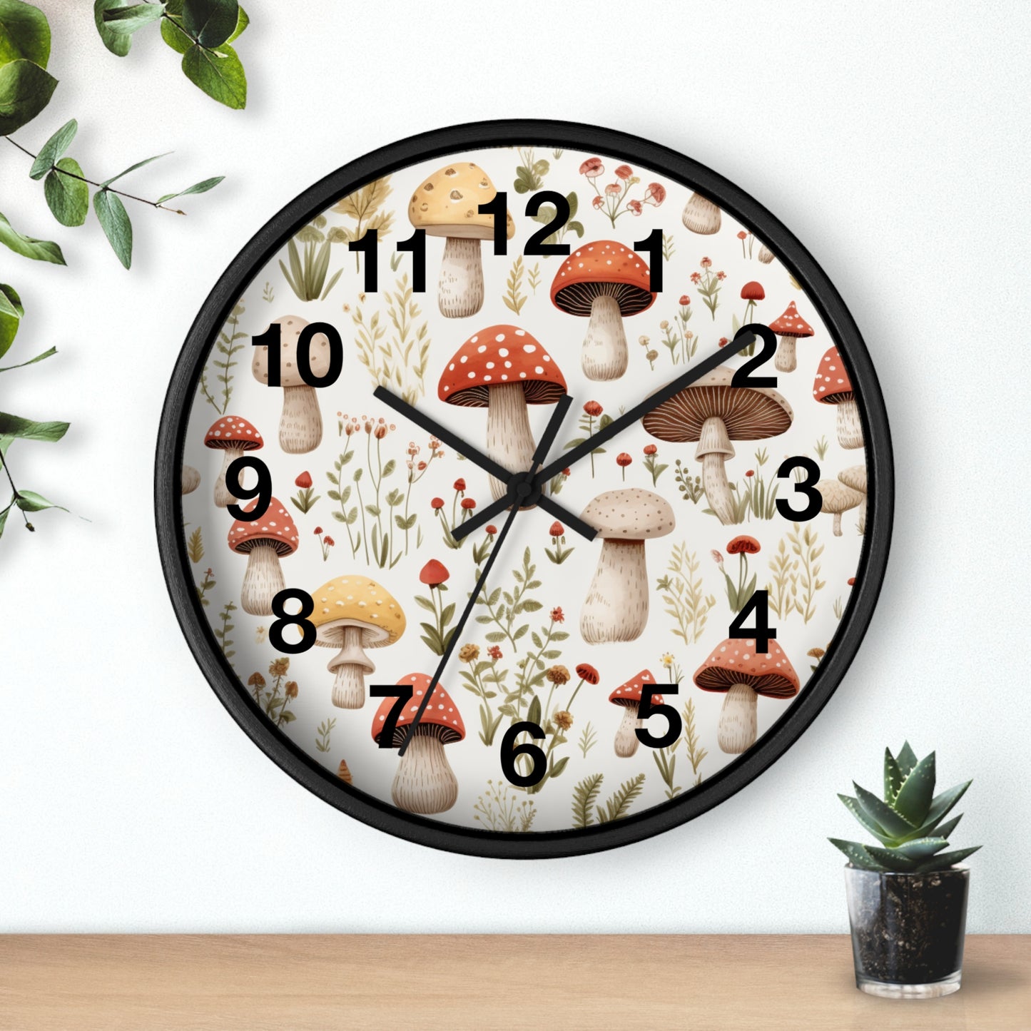 Mushroom and Meadow Wall Clock