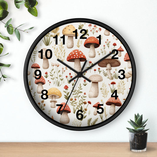 Mushroom and Meadow Wall Clock