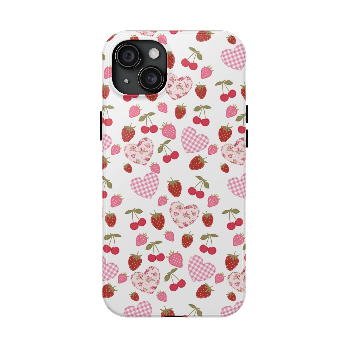 Hearts and Berries Phone Case, Coquette Design Case, Durable Phone Case, Tough Phone Cases